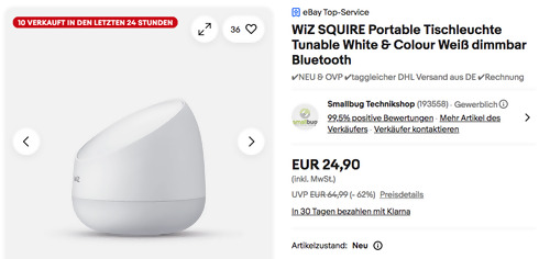 WiZ SQUIRE Portable Tischleuchte Tunable White & Colour in Weiß