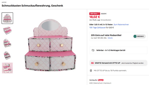 AMOR ca. 15/8/12 cm Schmuckkasten