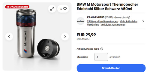 BMW M Motorsport 450ml Thermobecher BMW M Motorsport 450ml Thermobecher