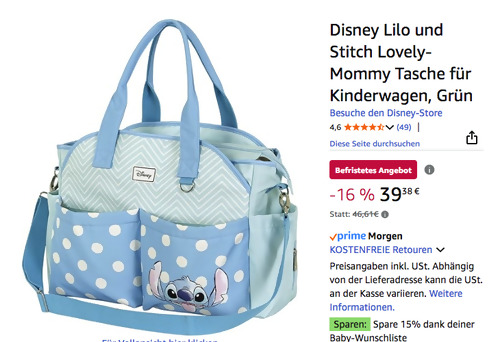 Disney Lilo und Stitch Lovely-Mommy Baby-Kinderwagentasche Disney Lilo und Stitch Lovely-Mommy Baby-Kinderwagentasche