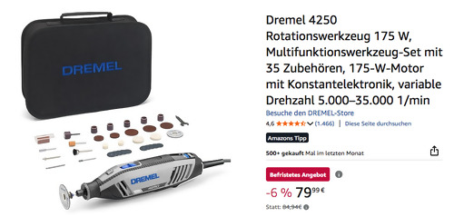 Dremel 4250 Multifunktionswerkzeug-Set mit 35 Zubehören, 175 W Motor