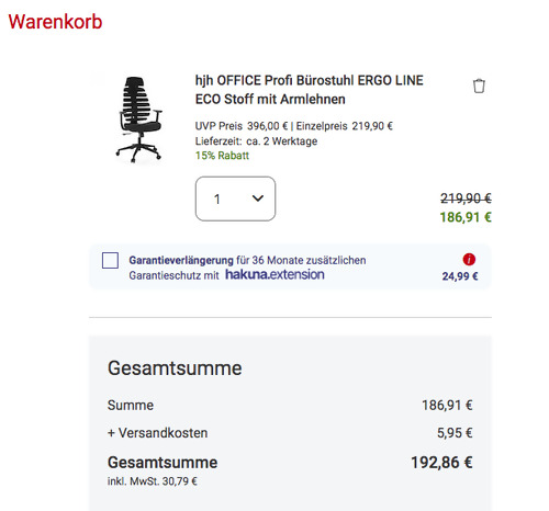 hjh OFFICE Profi Bürostuhl ERGO LINE ECO in Schwarz