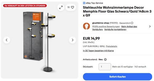 LEDVANCE DECOR Memphis Stehleuchte Schwarz/Gold LEDVANCE DECOR Memphis Stehleuchte Schwarz/Gold