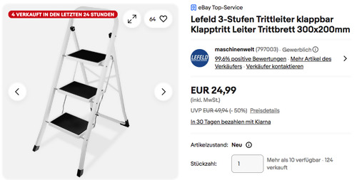 Lefeld 3-Stufen Trittleiter, klappbar