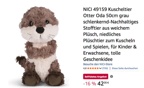 NICI 49159 Kuscheltier Otter Oda 50cm NICI 49159 Kuscheltier Otter Oda 50cm