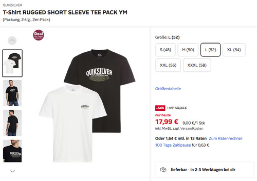 QUIKSILVER T-Shirt "RUGGED SHORT SLEEVE TEE PACK YM" 2er Pack, S- XXXL QUIKSILVER T-Shirt "RUGGED SHORT SLEEVE TEE PACK YM" 2er Pack, S- XXXL
