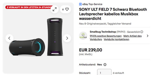 SONY ULT FIELD 7 Bluetooth Lautsprecher in Schwarz
