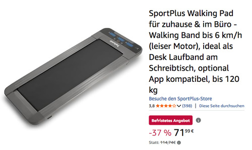 SportPlus SP-TM-1006 Walking Pad bis 6 km/h