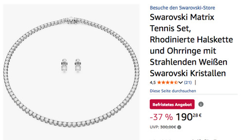 Swarovski 5647730 Matrix Tennis Schmuck-Set, Halskette und Ohrringe Swarovski 5647730 Matrix Tennis Schmuck-Set, Halskette und Ohrringe