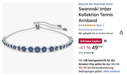 Swarovski 5663394 Emily Armband in Blau