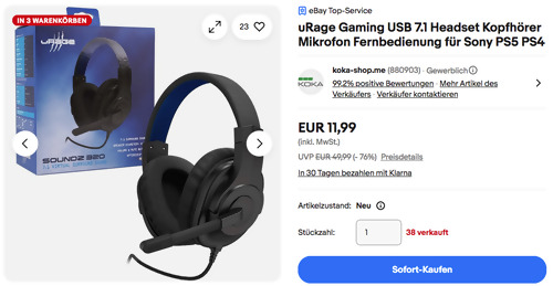 uRage Gaming USB SoundZ 320 7.1 Headset uRage Gaming USB SoundZ 320 7.1 Headset