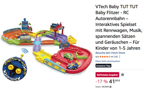 VTech 80-570064 Baby TUT TUT Baby Flitzer - RC Autorennbahn