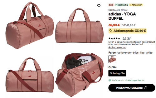 adidas YOGA DUFFEL in Ice lavender-bliss-lilac-white