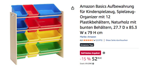 Amazon Basics 27.7 x 85.3 x 79 cm Aufbewahrung für Kinderspielzeug in Naturholz Amazon Basics 27.7 x 85.3 x 79 cm Aufbewahrung für Kinderspielzeug in Naturholz