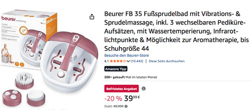 Beurer FB 35 Fußsprudelbad inkl. 3 Pediküre-Aufsätzen Beurer FB 35 Fußsprudelbad inkl. 3 Pediküre-Aufsätzen