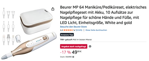 Beurer MP 64 Maniküre/Pediküre Set (Akku, 10 Aufsätze) Beurer MP 64 Maniküre/Pediküre Set (Akku, 10 Aufsätze)