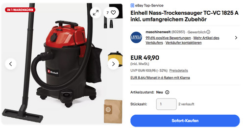 Einhell Nass-Trockensauger TC-VC 1825 A inkl. Zubehör