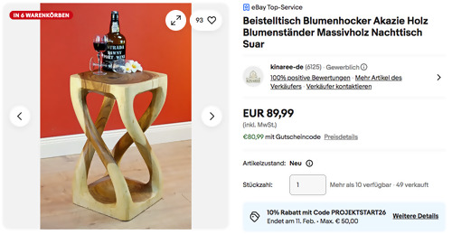 Kinaree 51 cm Akazie Beistelltisch BUENG Kinaree 51 cm Akazie Beistelltisch BUENG