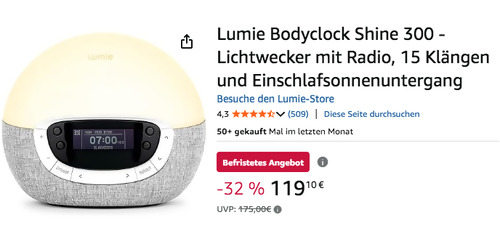 Lumie Bodyclock Shine 300 Lichtwecker mit Radio Lumie Bodyclock Shine 300 Lichtwecker mit Radio