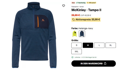 McKinley Herren Fleeceshirt Tampo II, Green lime oder Navy