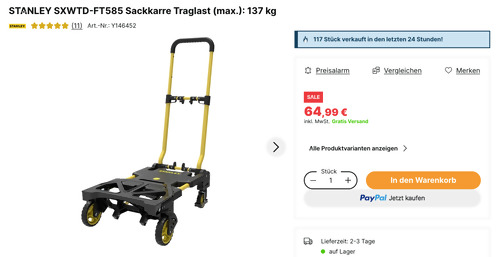 STANLEY SXWTD-FT585 Sackkarre, max.137 kg