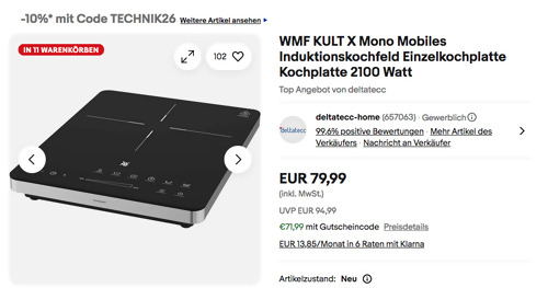 WMF KULT X Mono Induktionskochfeld mit 8 Stufen und Topferkennung WMF KULT X Mono Induktionskochfeld mit 8 Stufen und Topferkennung