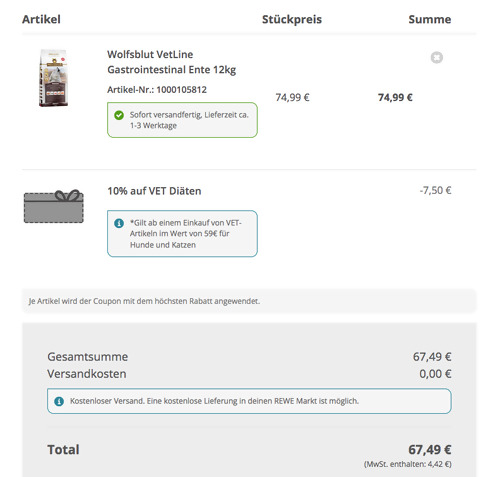 Wolfsblut VetLine Gastrointestinal Ente 12 kg Trockenfutter