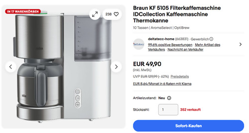 Braun Filterkaffemaschine IDCollection KF 5105 Weiß/Edelstahl