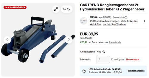 CARTREND 7740014 2t Rangierwagenheber CARTREND 7740014 2t Rangierwagenheber