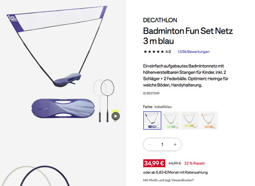 DECATHLON Badminton Fun Set Netz 3 m