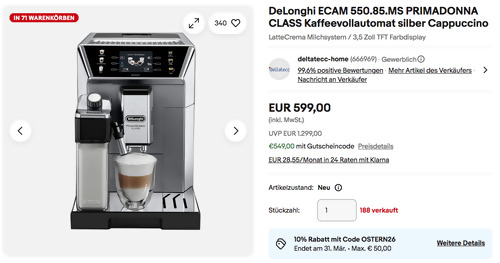 DeLonghi ECAM 550.85.MS PRIMADONNA CLASS Kaffeevollautomat