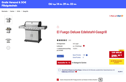 El Fuego 6+1 Deluxe Edelstahl-Gasgrill inkl. 30 Netto Marken-Discount Filialgutschein El Fuego 6+1 Deluxe Edelstahl-Gasgrill inkl. 30 Netto Marken-Discount Filialgutschein