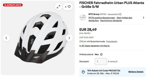 FISCHER Fahrradhelm Urban PLUS Atlanta S/M in Weiß FISCHER Fahrradhelm Urban PLUS Atlanta S/M in Weiß