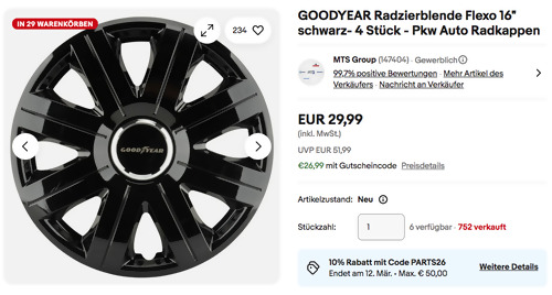 GOODYEAR Radzierblende Flexo 16" schwarz 4 Stück GOODYEAR Radzierblende Flexo 16" schwarz 4 Stück