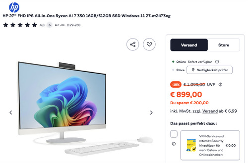 HP 27-ct2473ng 27" FHD IPS All-in-One PC (Ryzen AI 7 350 16GB/512GB SSD Windows 11) HP 27-ct2473ng 27" FHD IPS All-in-One PC (Ryzen AI 7 350 16GB/512GB SSD Windows 11)