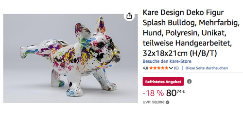 Kare Design 32 cm Deko Figur "Splash Bulldog"