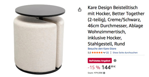Kare Design 88003 Beistelltisch mit Hocker Better Together Kare Design 88003 Beistelltisch mit Hocker Better Together