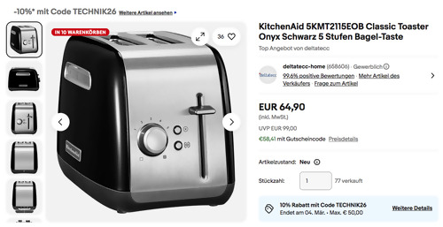 KitchenAid 5KMT2115EOB Classic Toaster KitchenAid 5KMT2115EOB Classic Toaster