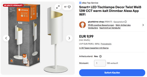 Ledvance Smart+ LED Tischlampe Decor Twist Weiß (12W, WiFi)