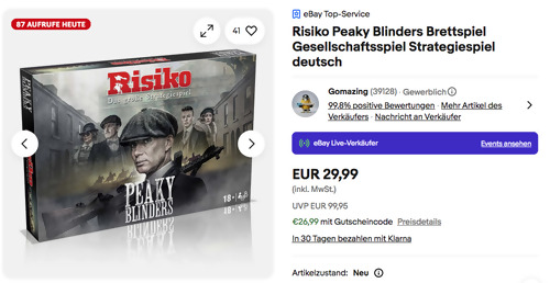 Risiko Peaky Blinders Gesellschaftsspiel