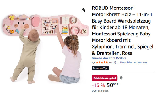 ROBUD 11-in-1 Montessori Motorikbrett in Rosa