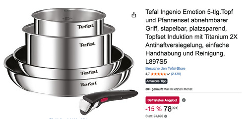 Tefal L897S5 Ingenio Emotion 5-tlg.Topf und Pfannenset