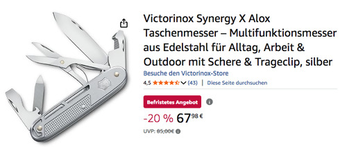 Victorinox Synergy X Alox Taschenmesser in Silber