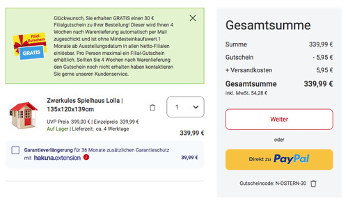 Zwerkules Spielhaus Lolla inkl. 30 Netto Marken-Discount Filialgutschein