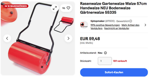 APEX 55335 57cm Rasenwalze