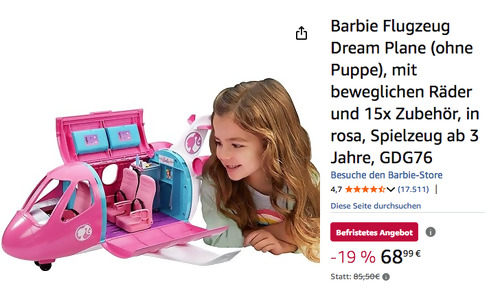 Barbie GDG76 Flugzeug Dream Plane mit Zubehör