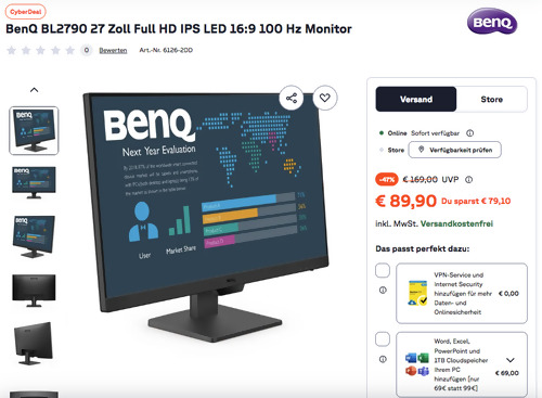 BenQ BL2790 27 Zoll Full HD IPS LED 16:9 100 Hz Monitor