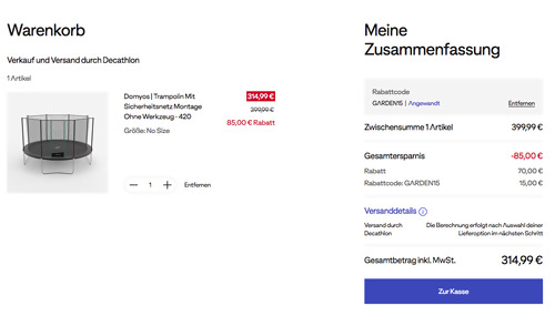 DOMYOS 420cm Trampolin mit Sicherheitsnetz