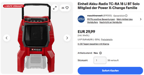 Einhell Akku-Radio TC-RA 18 Li BT Solo