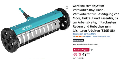 Gardena 3395-88 Combisystem Vertikutierboy, 32 cm Hand-Vertikutierer